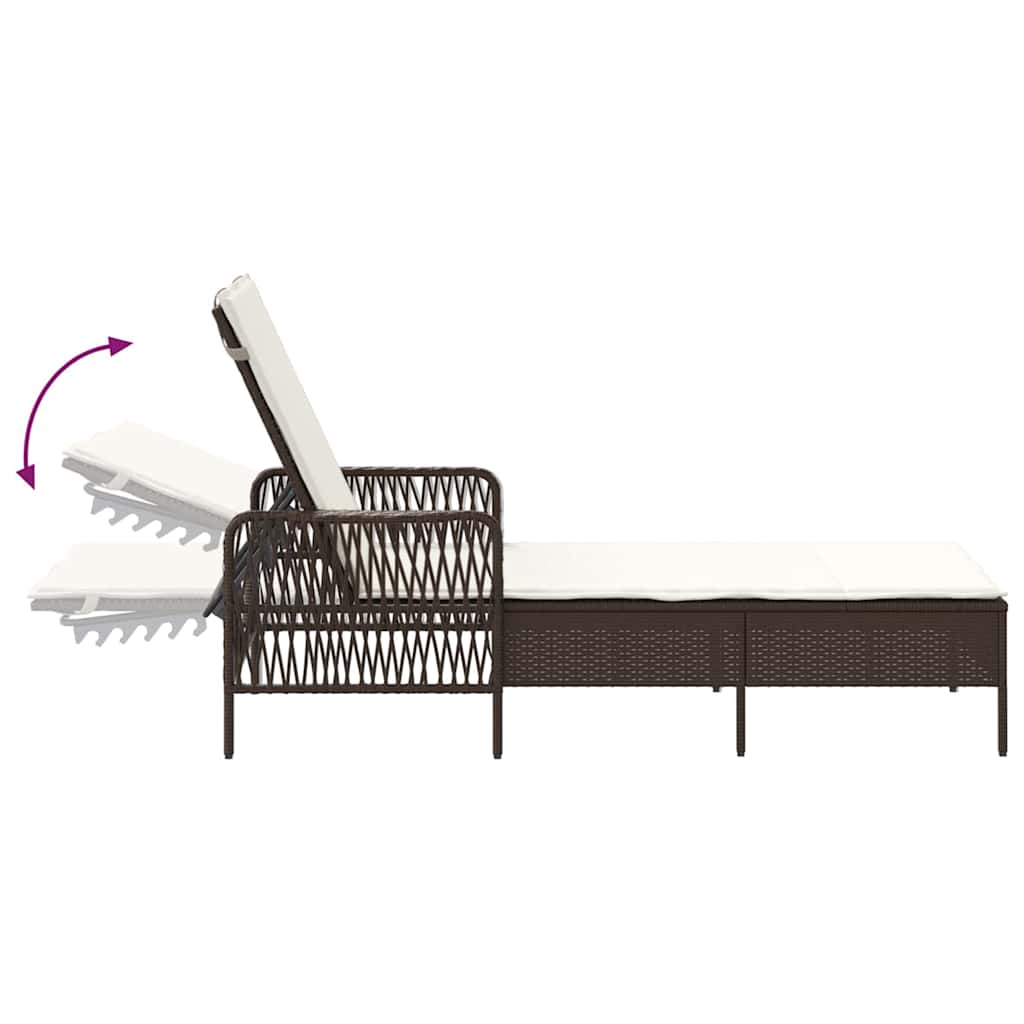 Sonnenliege Braun und Creme Weiß 55 x 200 x 92 cm Poly-Rattan