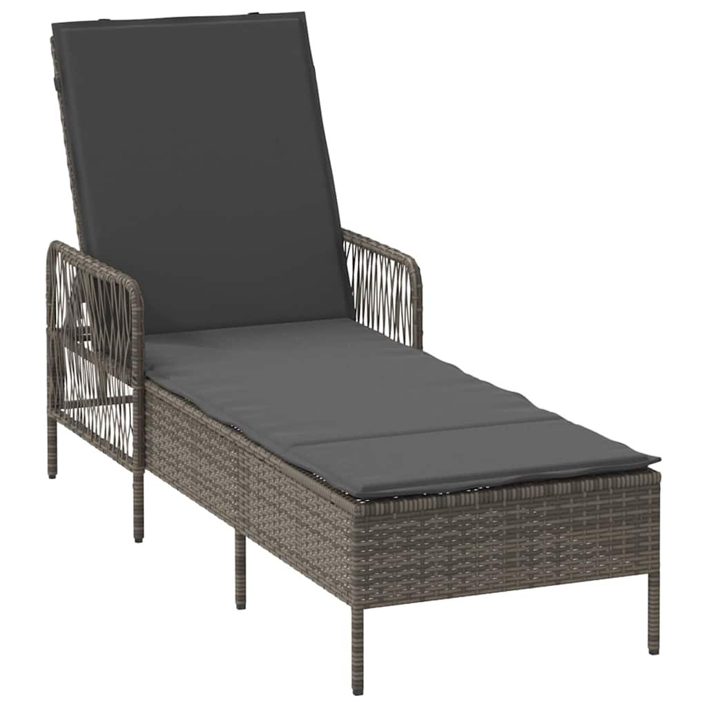 Sonnenliege Grau und Dunkelgrau 200 x 55 x 92 cm Poly-Rattan