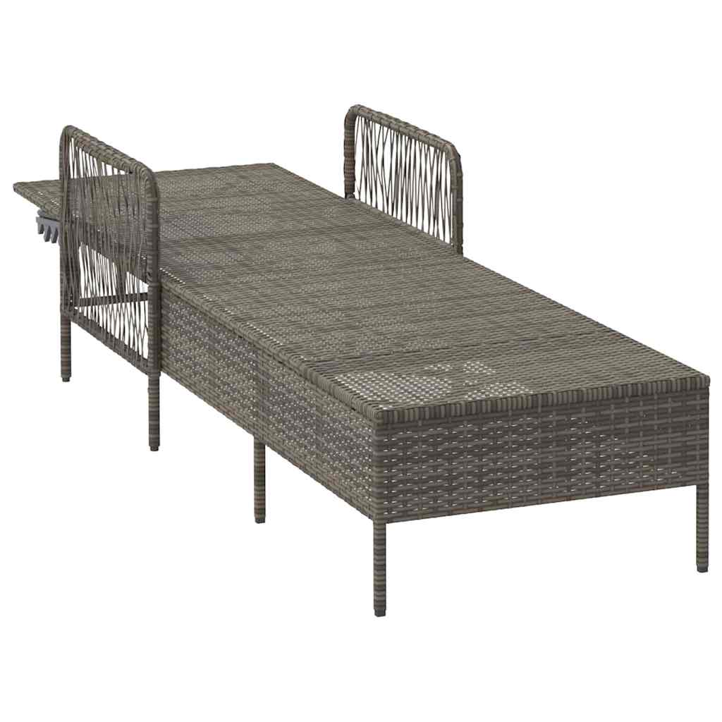 Sonnenliege Grau und Dunkelgrau 200 x 55 x 92 cm Poly-Rattan