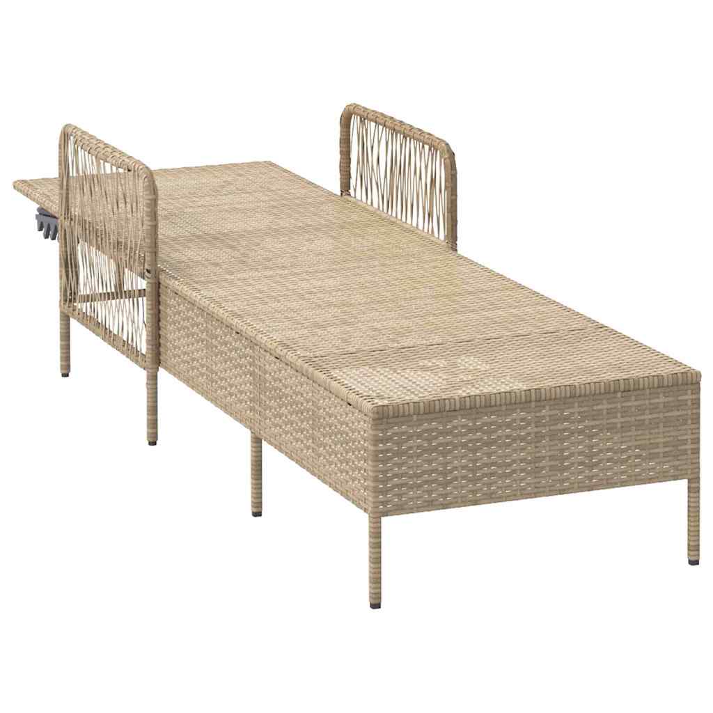 Sonnenliege Beige und Hellgrau 200 x 55 x 92 cm Poly-Rattan
