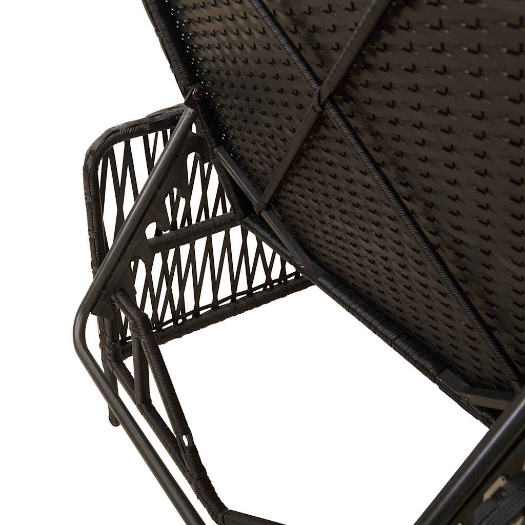 Sonnenliege 3 pcs Schwarz und Cremeweiß 55 x 200 x 92 cm