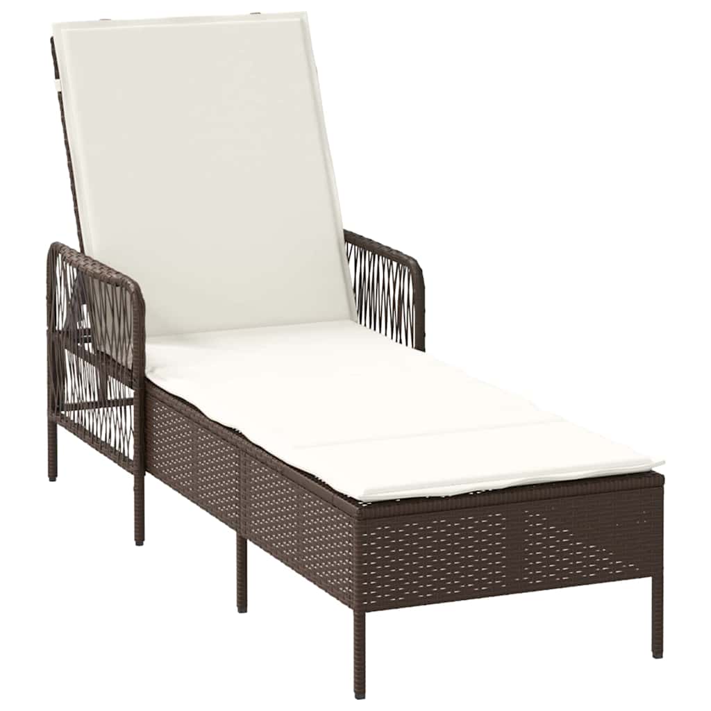 Sonnenliege 3 pcs Braun und Creme Weiß 200 x 55 x 92 cm