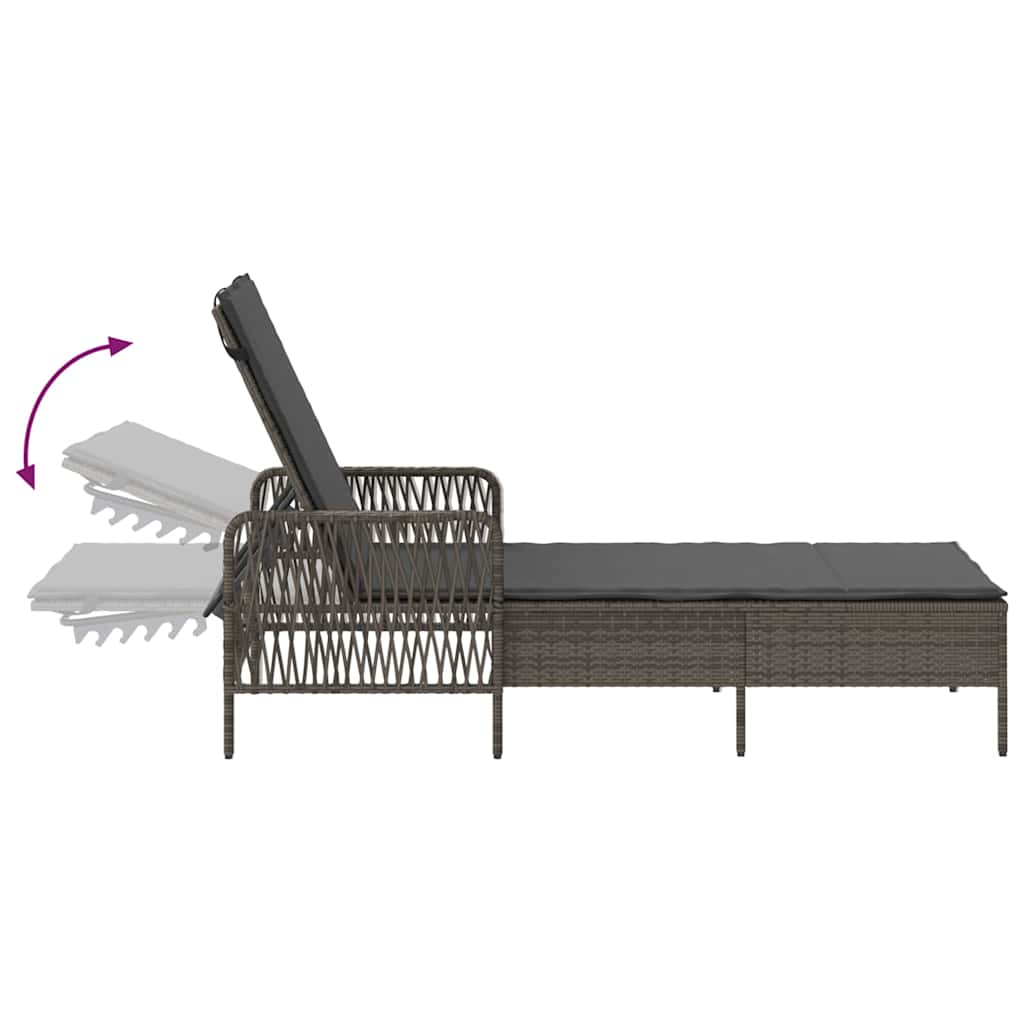Sonnenliege 3 pcs Grau und Dunkelgrau 55 x 200 x 92 cm