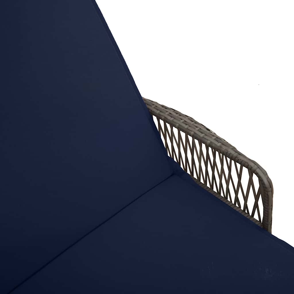 Sonnenliege 3 pcs Grau und Marineblau 200 x 55 x 92 cm