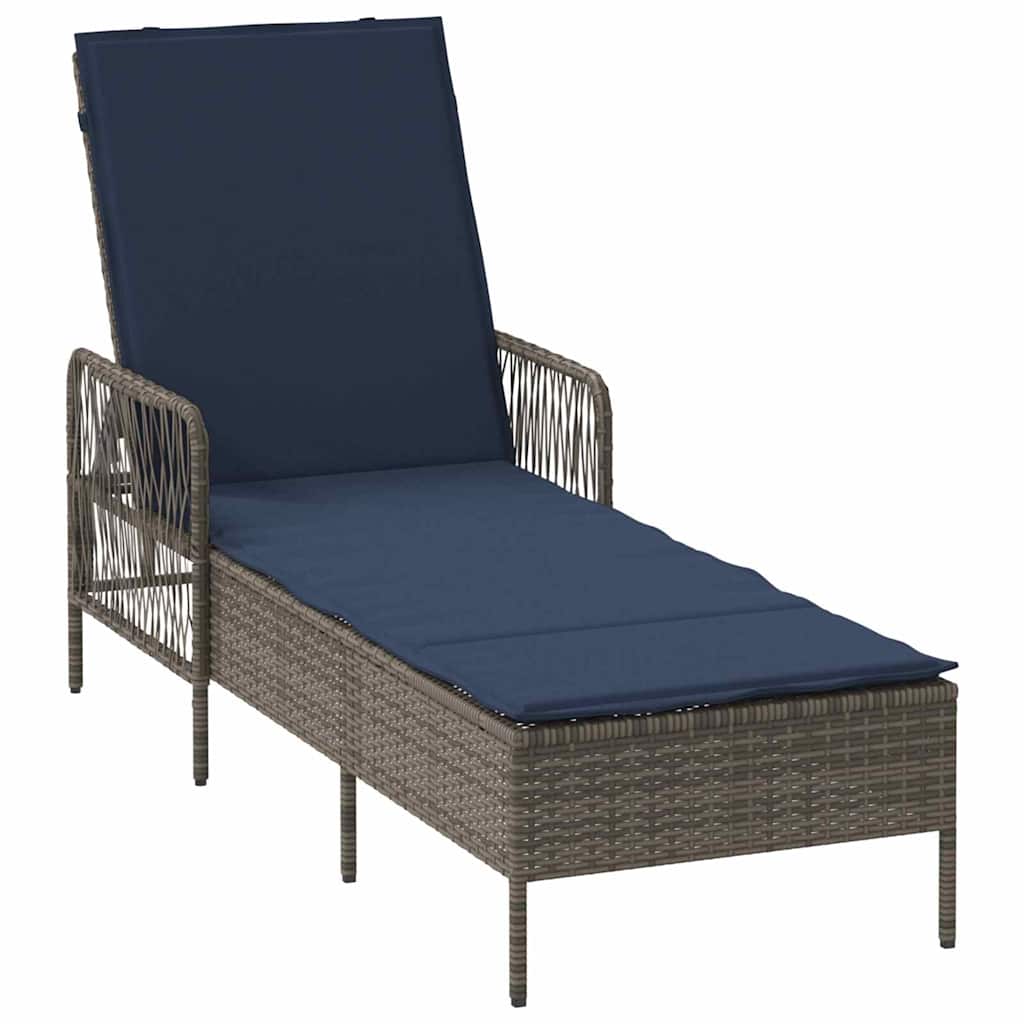 Sonnenliege 3 pcs Grau und Marineblau 200 x 55 x 92 cm
