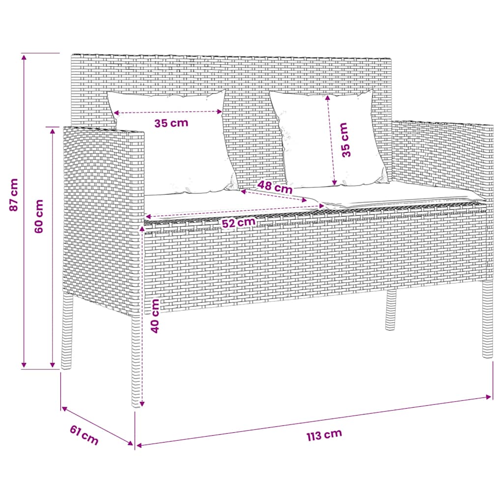 Gartenbank mit Kissen Beige Poly Rattan