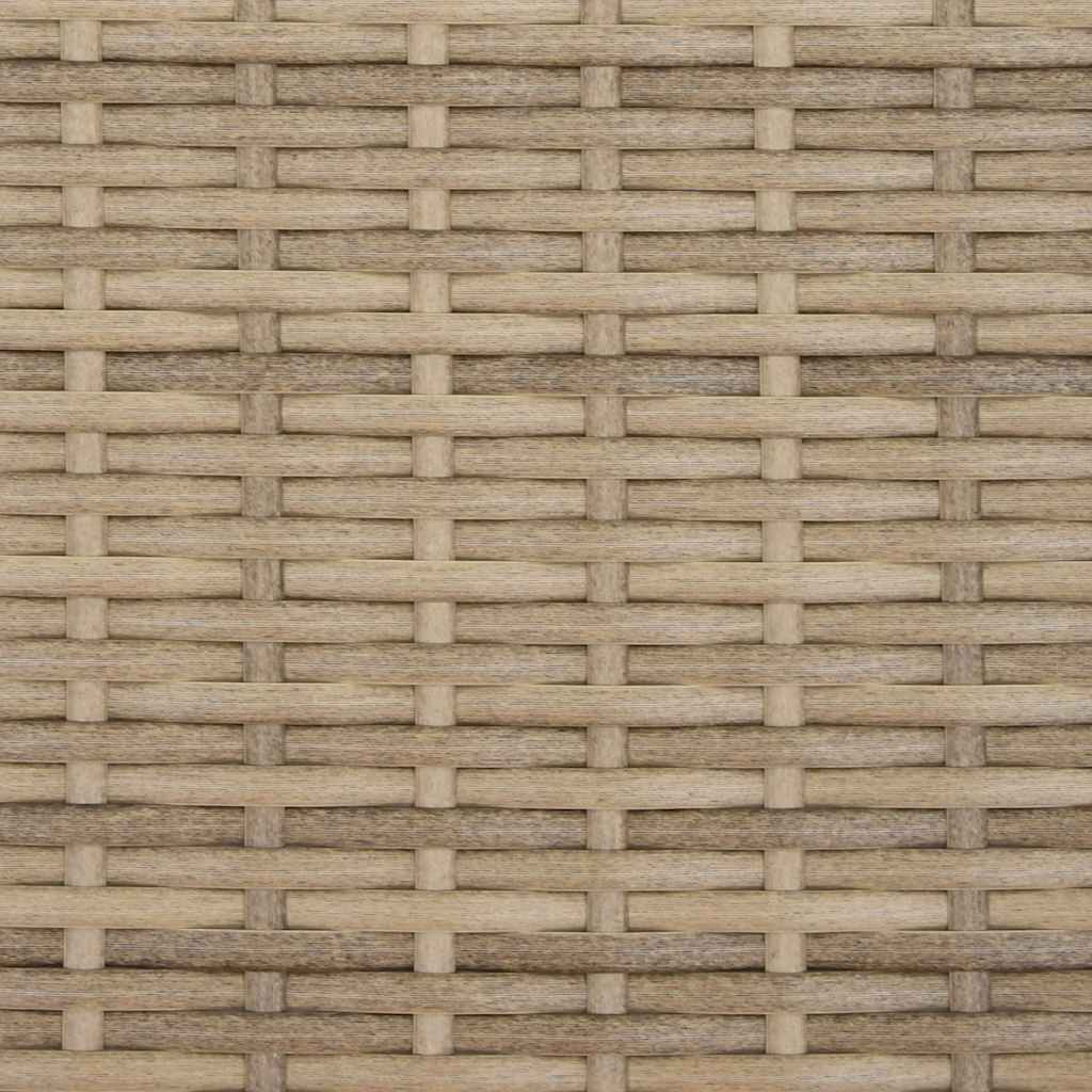 Doppel-Sonnenliege mit Dach und Auflagen Beige Poly Rattan