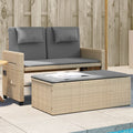 Gartenbank Verstellbar mit Kissen Beige Poly Rattan