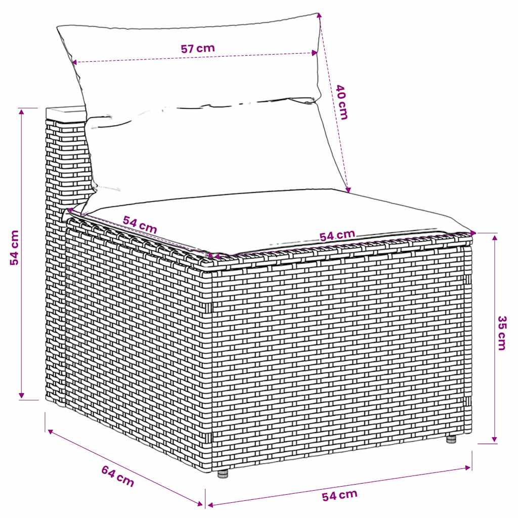 Gartensofas ohne Armlehnen mit Kissen 2 Stk Schwarz Poly Rattan