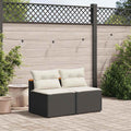 Gartensofas ohne Armlehnen mit Kissen 2 Stk Schwarz Poly Rattan