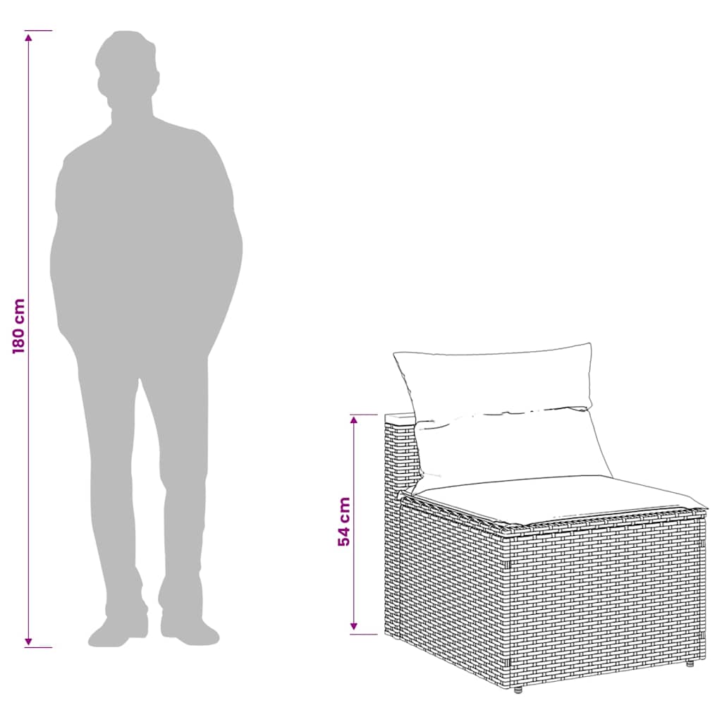 Gartensofas ohne Armlehnen mit Kissen 2 Stk. Grau Poly Rattan