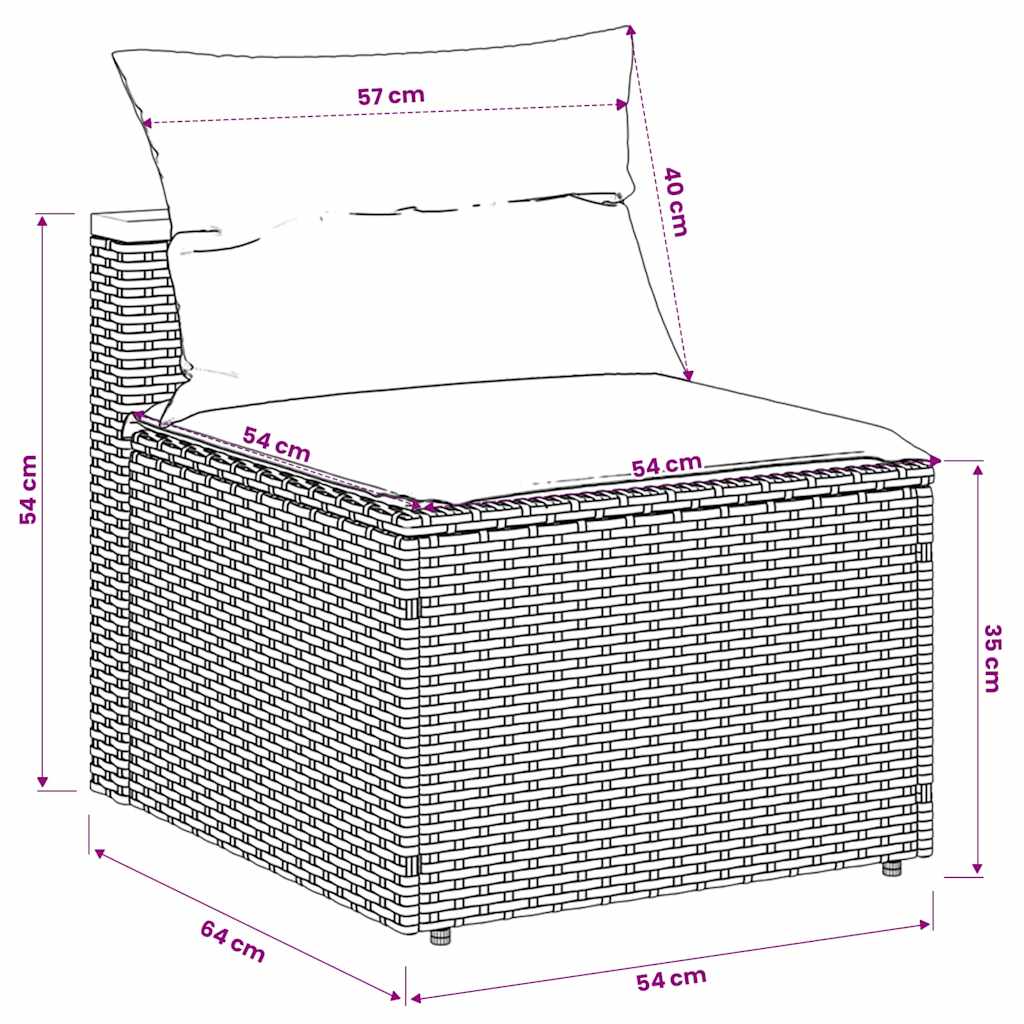 Gartensofas ohne Armlehnen mit Kissen 2 Stk. Beige Poly Rattan