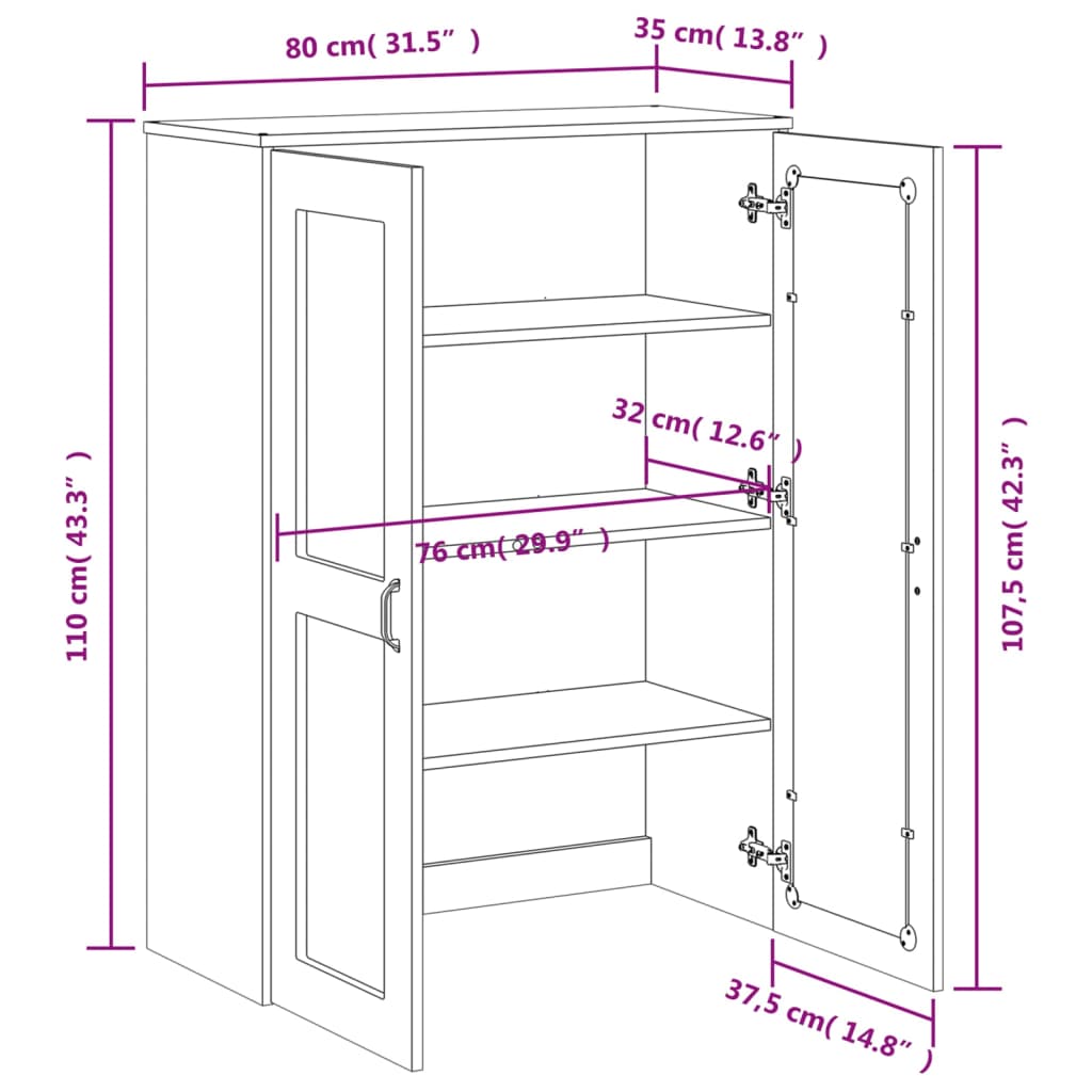 Aufsatz für Highboard VIKEN Anthrazit Holzwerkstoff