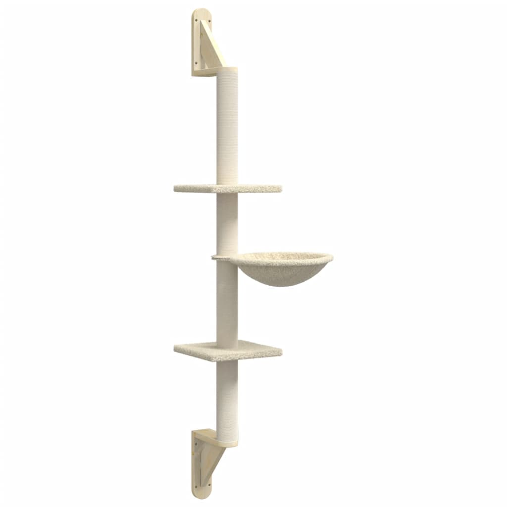 Kratzbaum mit Kratzsäule Wandmontage Creme 142,5 cm