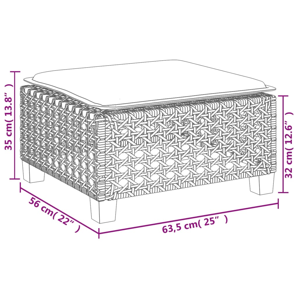 Gartenhocker mit Kissen Beige 63,5x56x32 cm Poly Rattan