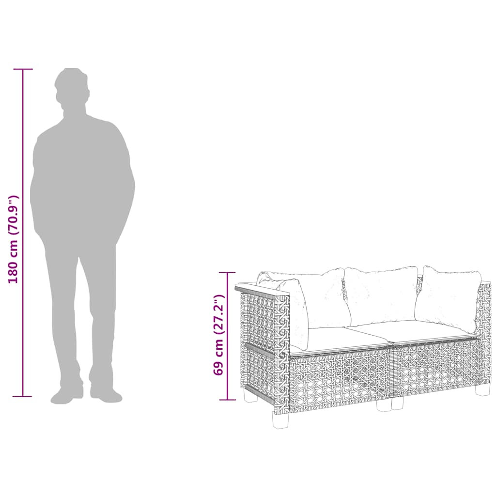Garten-Ecksofas mit Kissen 2 Stk. Beige Poly Rattan