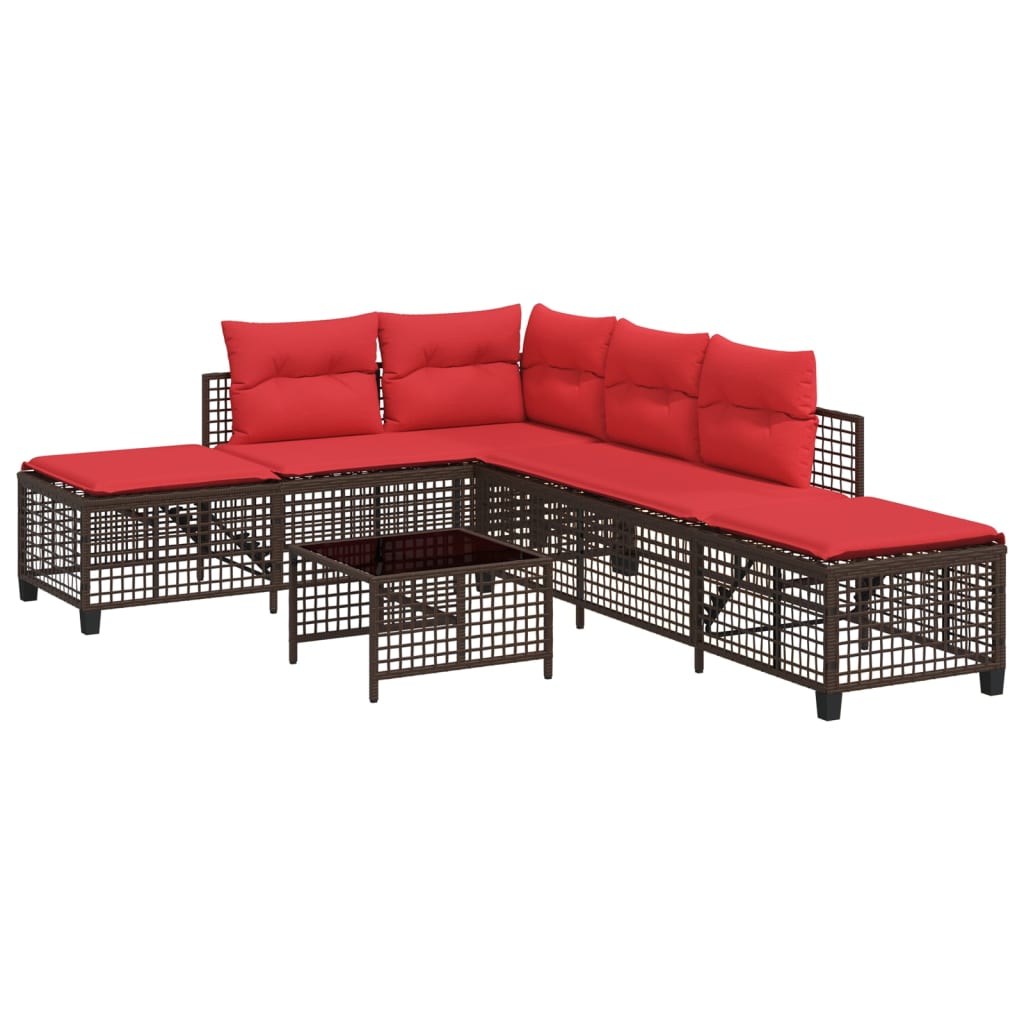 3-teiliges Ecksofa-Set für den Garten mit Kissen, braun, Polyrattan