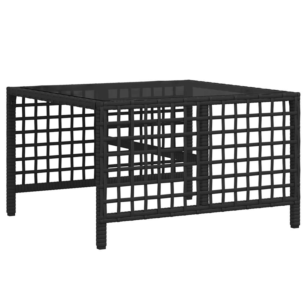 3-teiliges Ecksofa-Set für den Garten mit Kissen, schwarzes Polyrattan