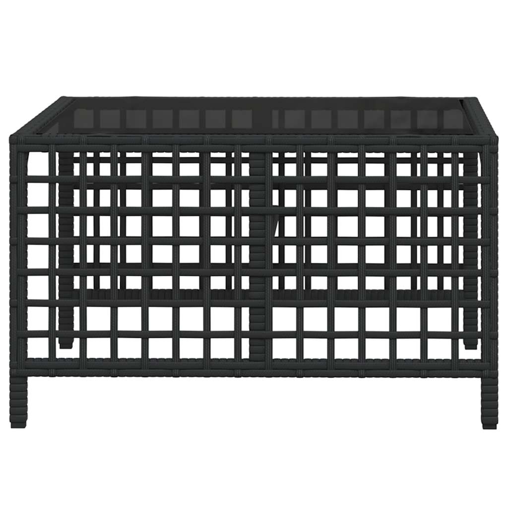 3-teiliges Ecksofa-Set für den Garten mit Kissen, schwarzes Polyrattan