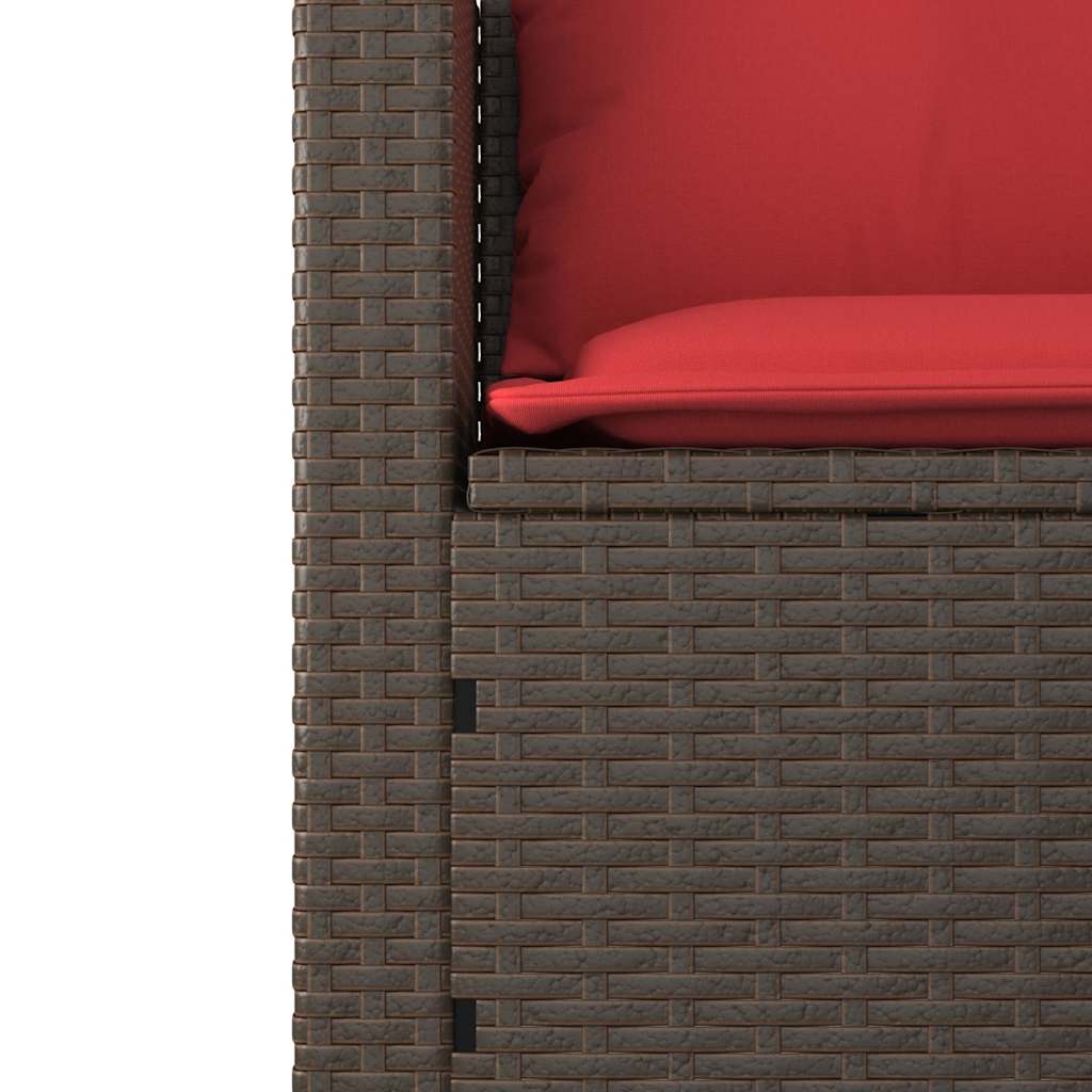 3-teiliges Gartensofa-Set mit Kissen, braun, Polyrattan