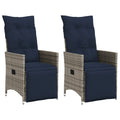 Gartenstühle Verstellbar 2 Stk. mit Kissen Grau Poly Rattan