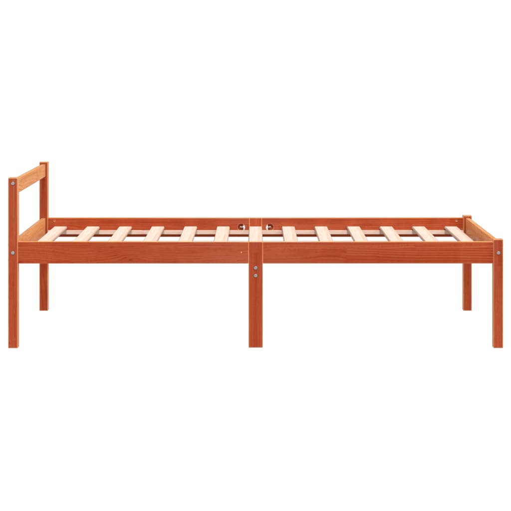 Seniorenbett Wachsbraun 90x190 cm Massivholz Kiefer