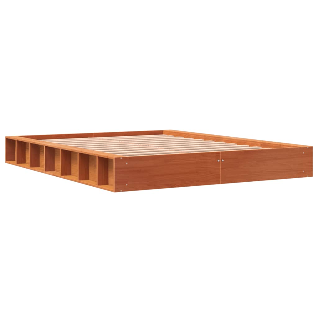 Massivholzbett ohne Matratze Wachsbraun 120x200 cm Kiefernholz