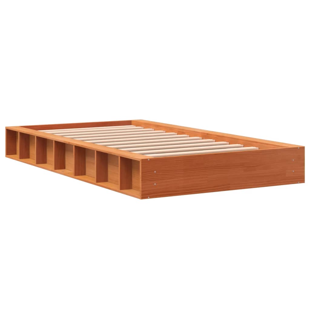 Massivholzbett ohne Matratze Wachsbraun 75x190 cm Kiefernholz
