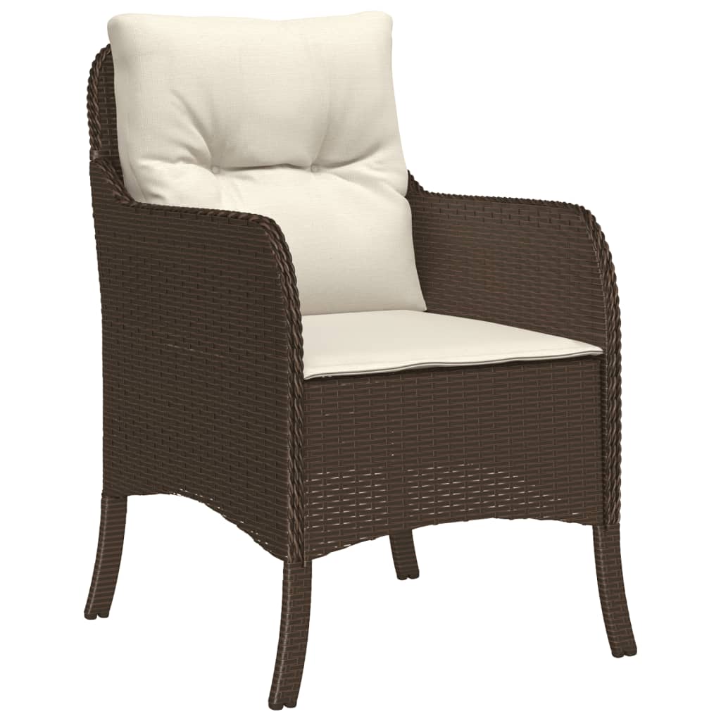 5-tlg. Garten-Essgruppe mit Kissen Braun Poly Rattan