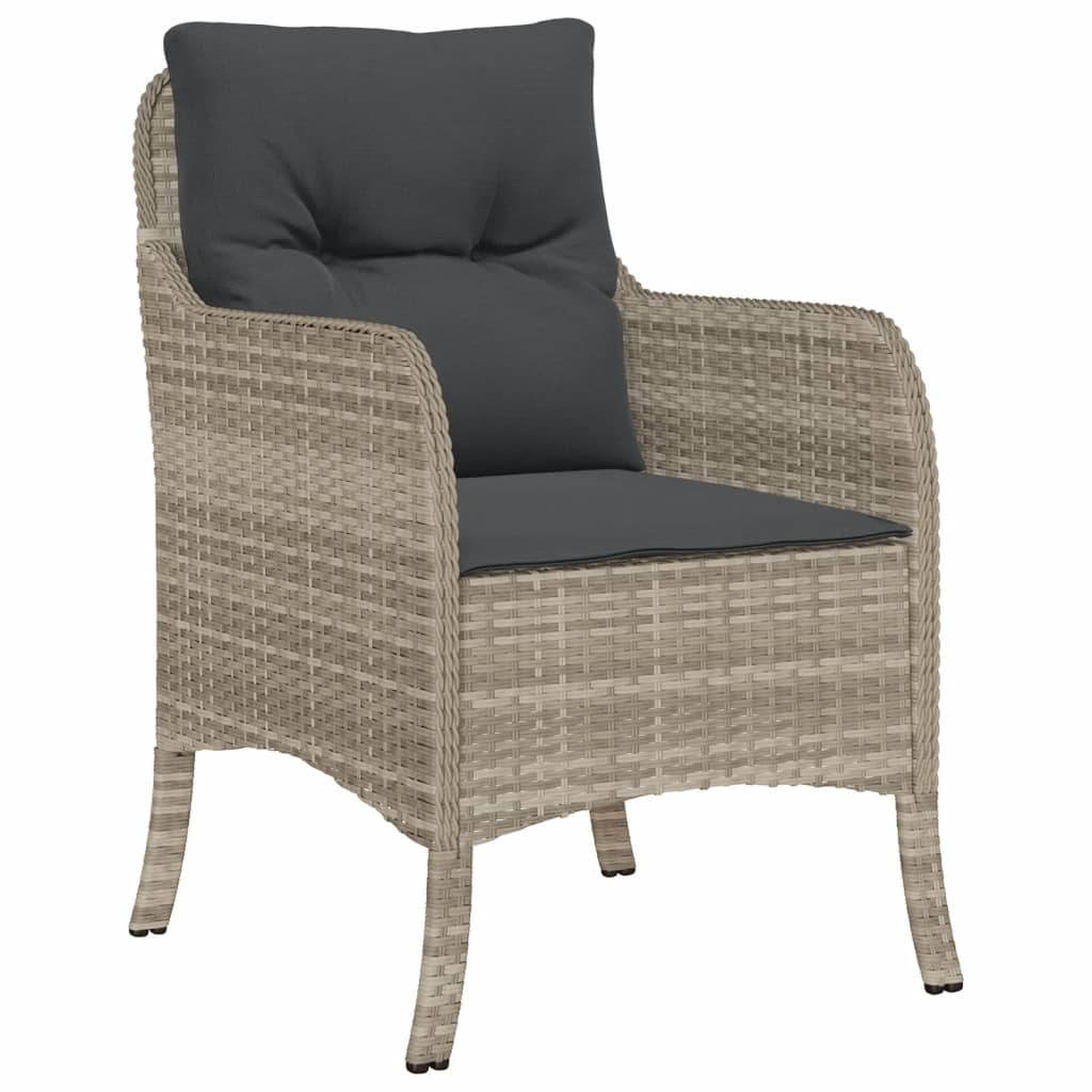 5-tlg. Garten-Essgruppe mit Kissen Hellgrau Poly Rattan