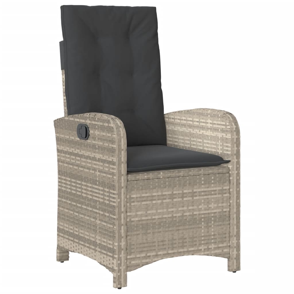 7-tlg. Garten-Essgruppe mit Kissen Hellgrau Poly Rattan