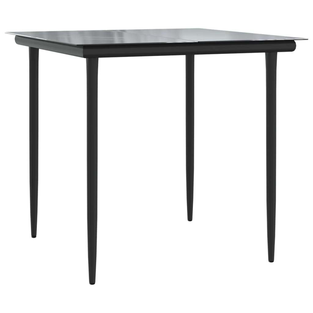 5-tlg. Garten-Essgruppe mit Kissen Schwarz Poly Rattan