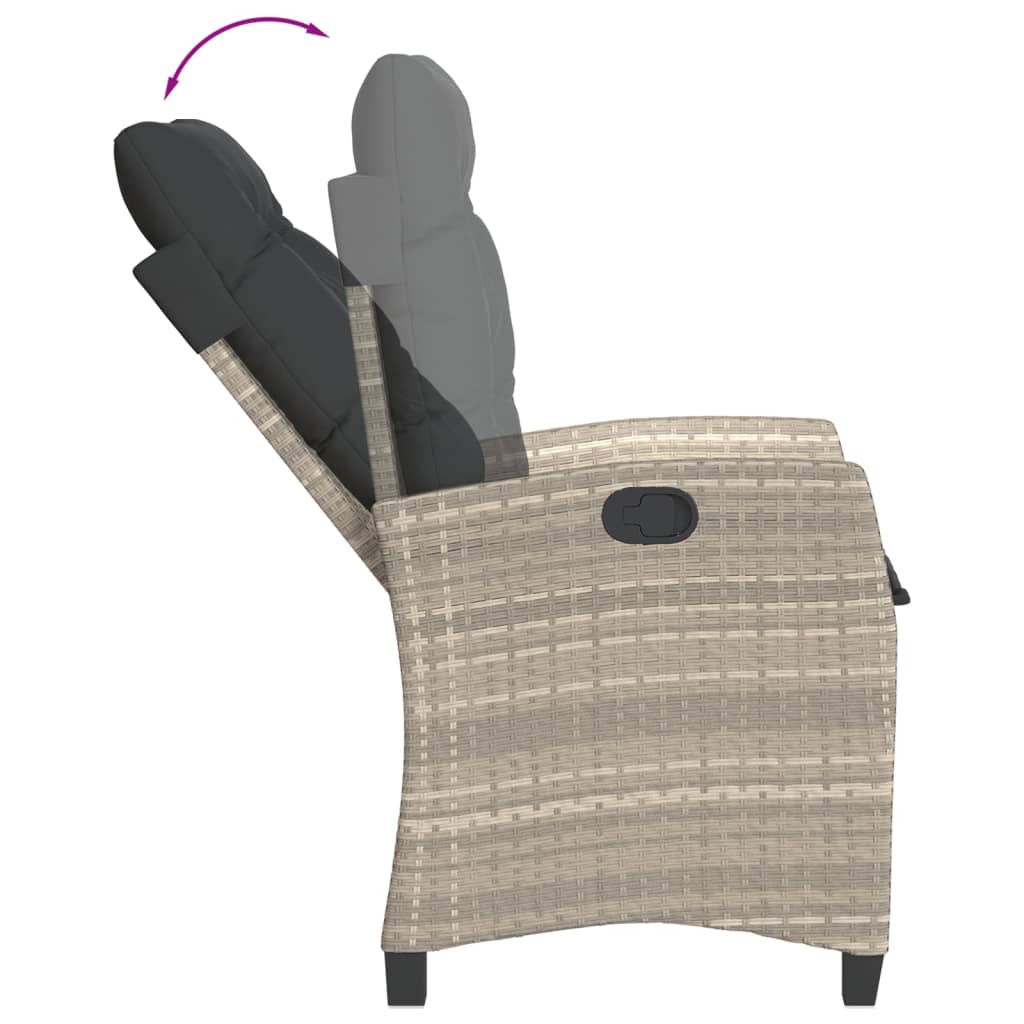 5-tlg. Garten-Essgruppe mit Kissen Hellgrau Poly Rattan