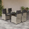 5-tlg. Garten-Essgruppe mit Kissen Hellgrau Poly Rattan