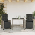 3-tlg. Garten-Essgruppe mit Kissen Grau Poly Rattan