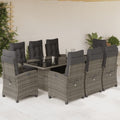 9-tlg. Garten-Essgruppe mit Kissen Grau Poly Rattan