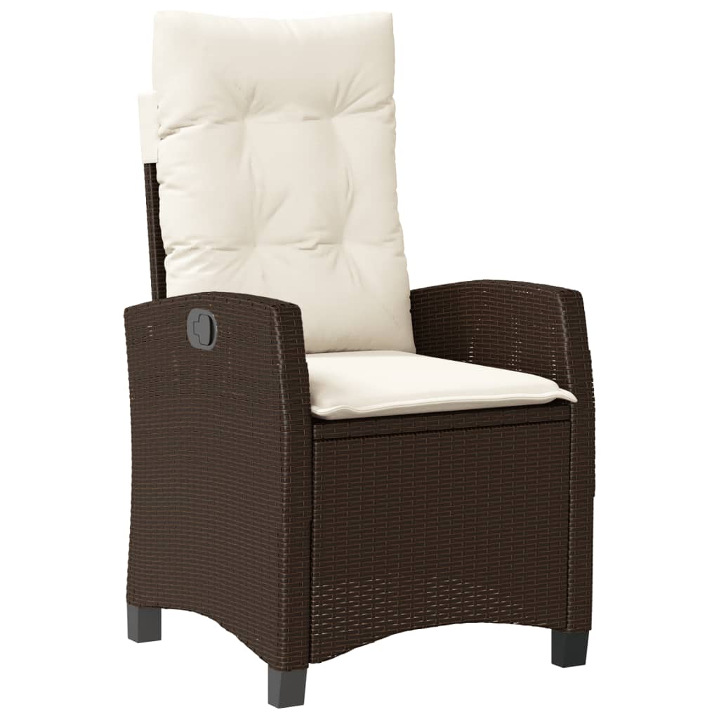 3-tlg. Garten-Essgruppe mit Kissen Braun Poly Rattan