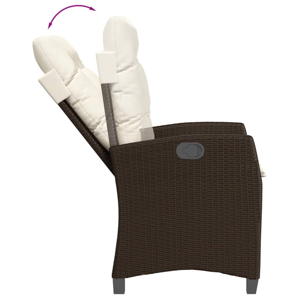 5-tlg. Garten-Essgruppe mit Kissen Braun Poly Rattan