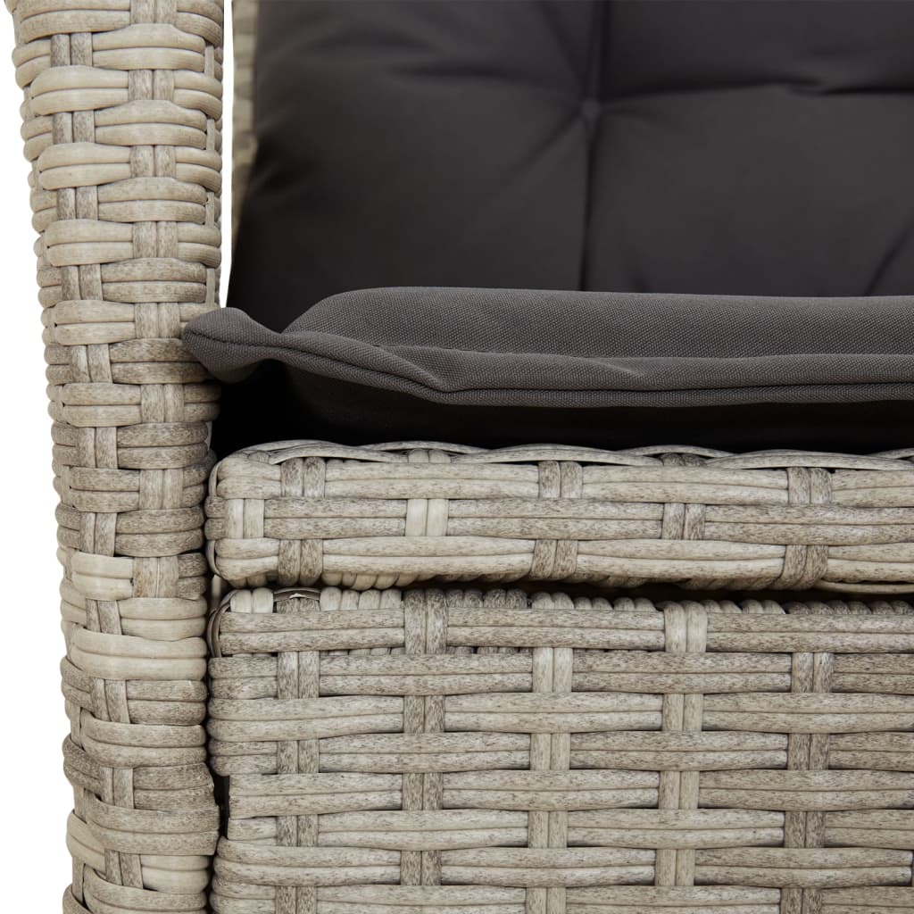 5-tlg. Garten-Essgruppe mit Kissen Hellgrau Poly Rattan