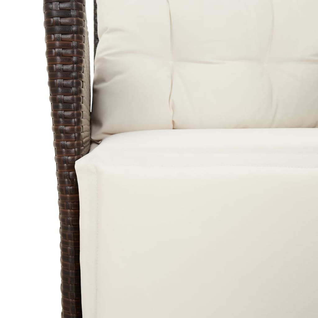 3-tlg. Garten-Essgruppe mit Kissen Braun Poly Rattan