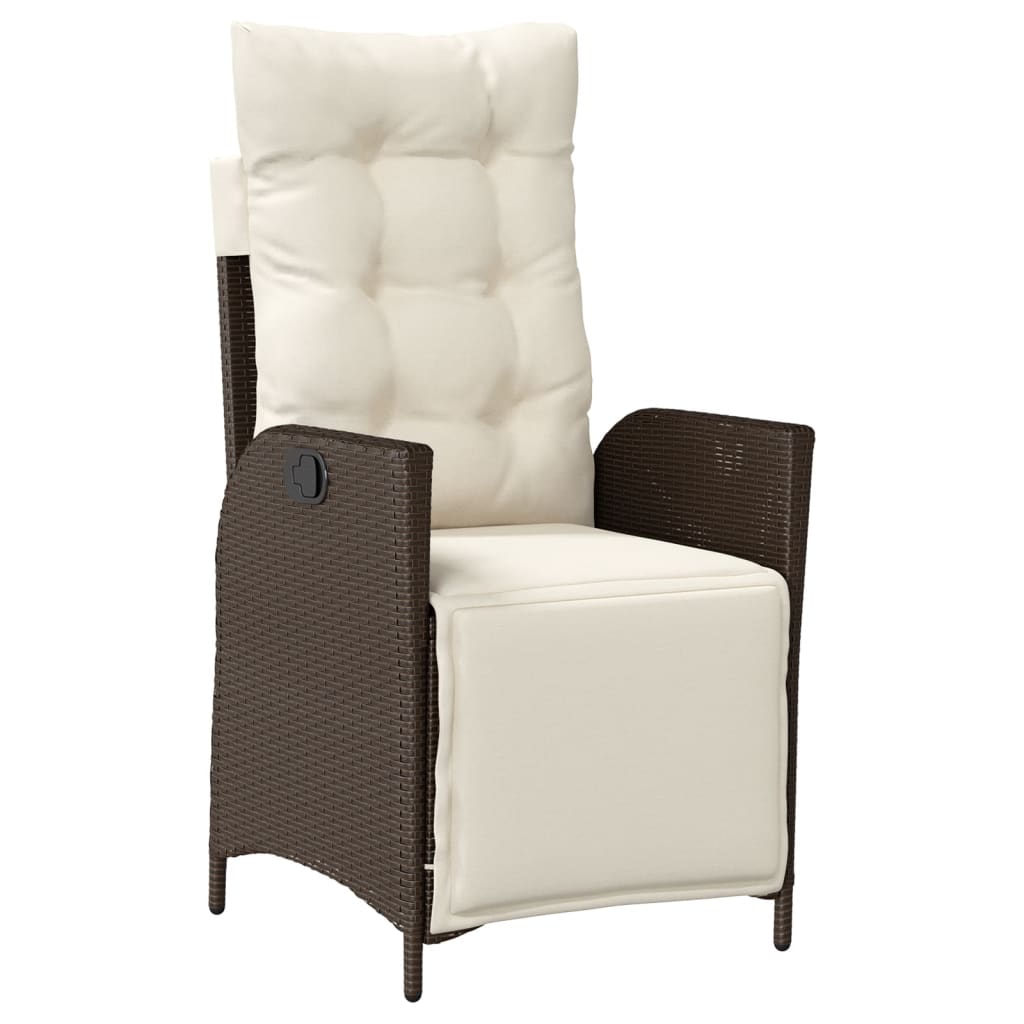 5-tlg. Garten-Essgruppe mit Kissen Braun Poly Rattan