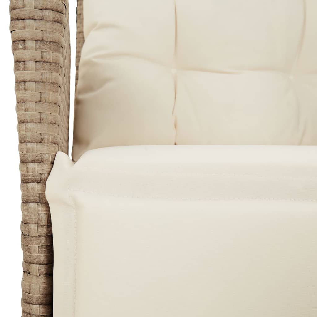 5-tlg. Garten-Essgruppe mit Kissen Beige Poly Rattan