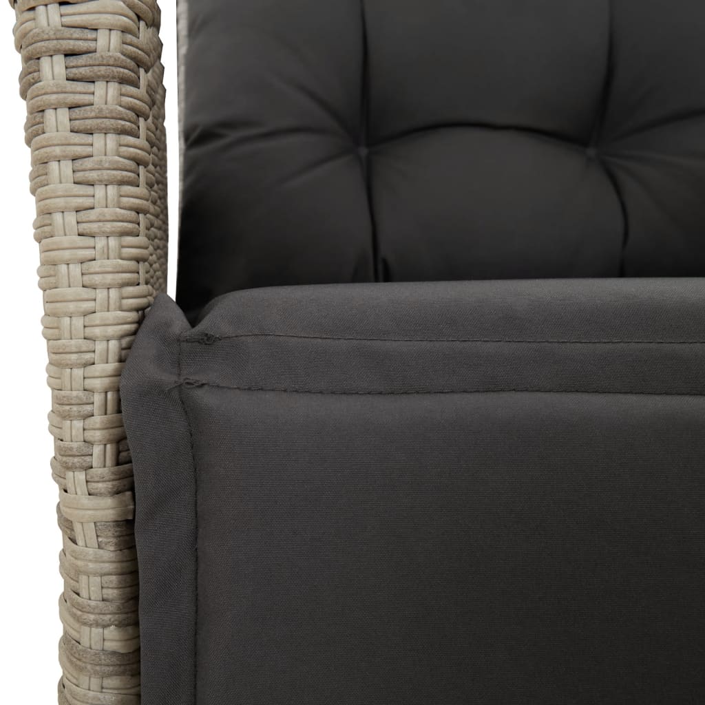 5-tlg. Garten-Essgruppe mit Kissen Hellgrau Poly Rattan