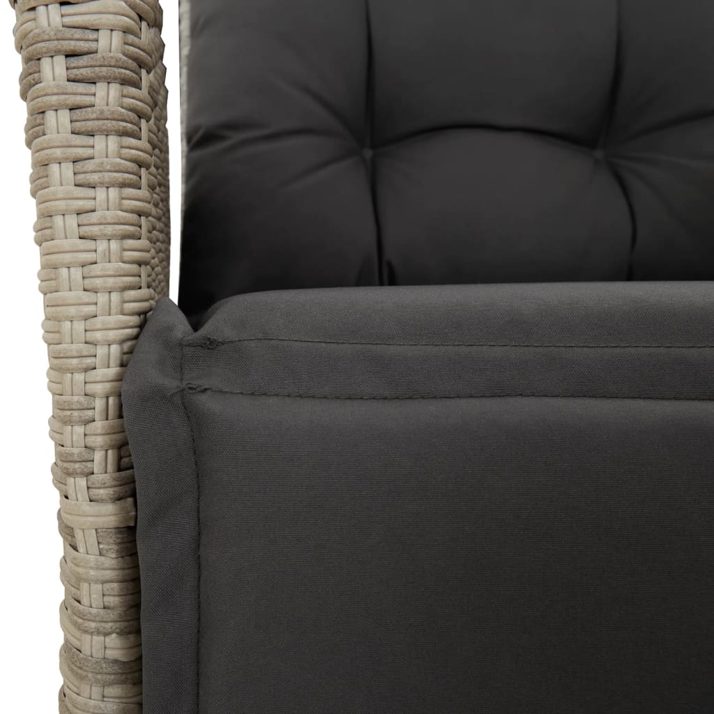 5-tlg. Garten-Essgruppe mit Kissen Hellgrau Poly Rattan