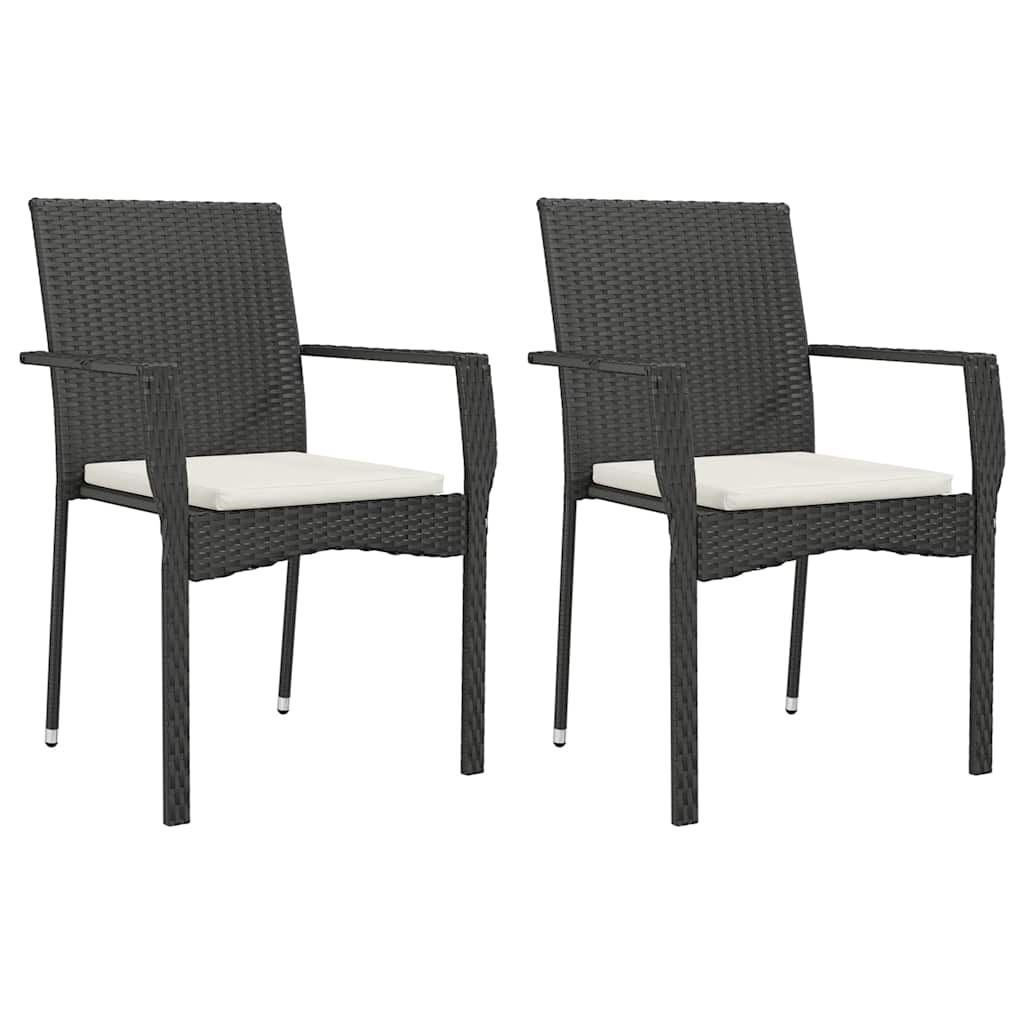 9-tlg. Garten-Essgruppe mit Kissen Schwarz Poly Rattan