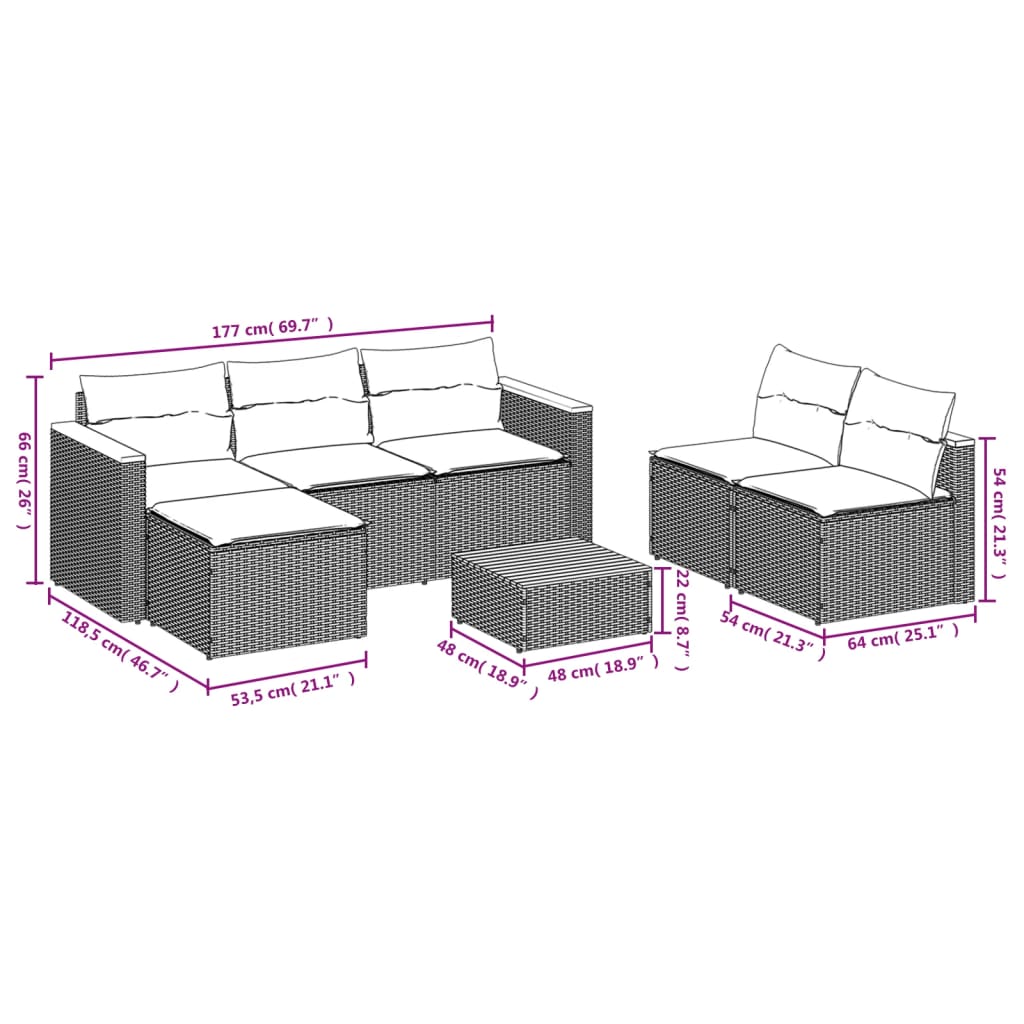 5-tlg. Garten-Sofagarnitur mit Kissen Beige Poly Rattan Akazie