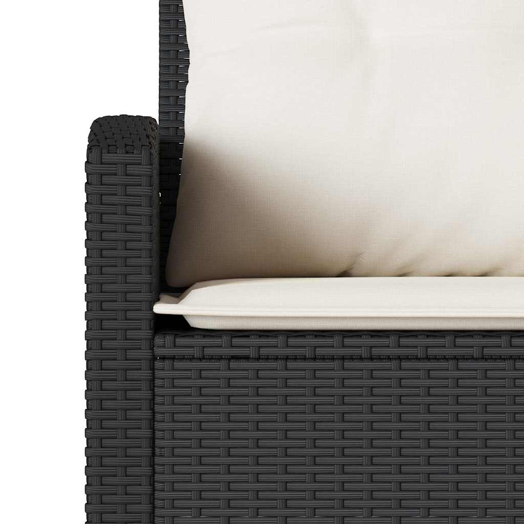 6tlg. Garten-Sofagarnitur mit Kissen L-Form Schwarz Poly Rattan