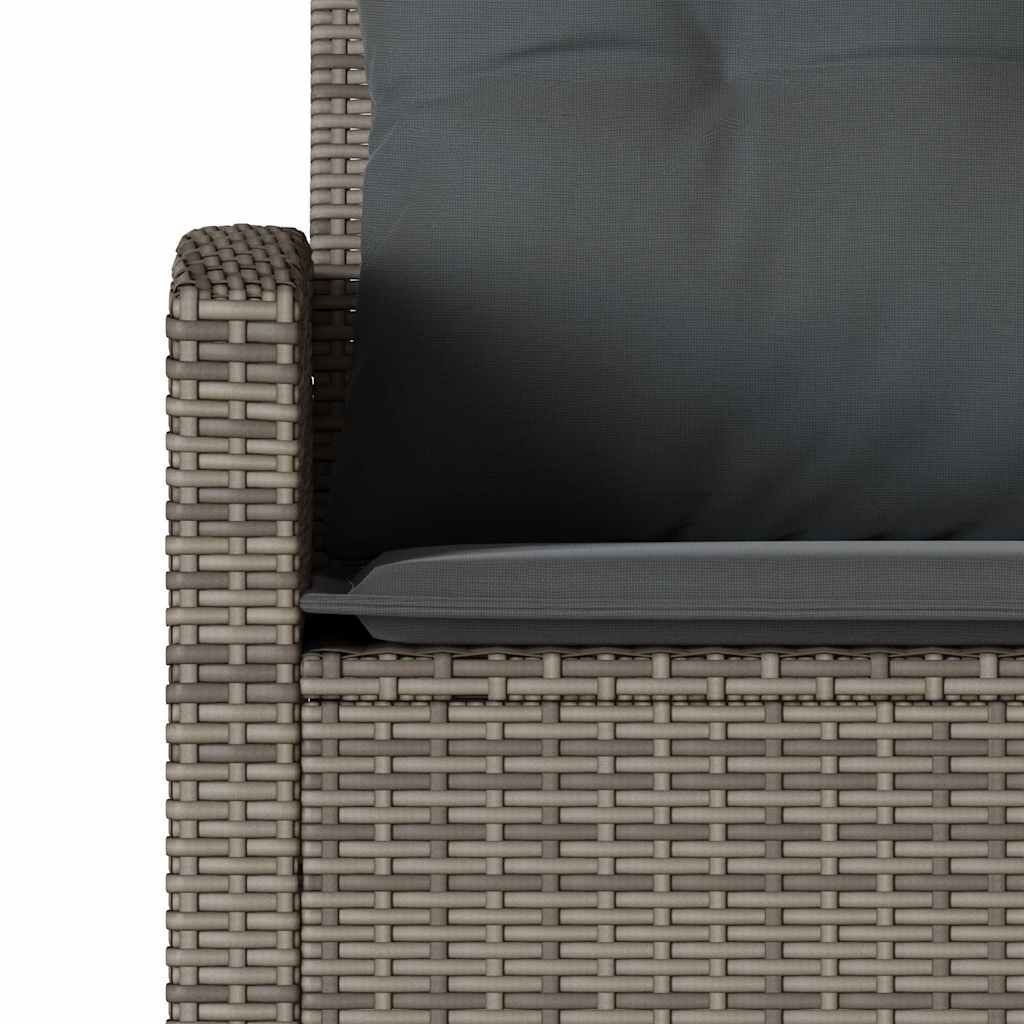 6-tlg. Garten-Sofagarnitur mit Kissen L-Form Grau Poly Rattan