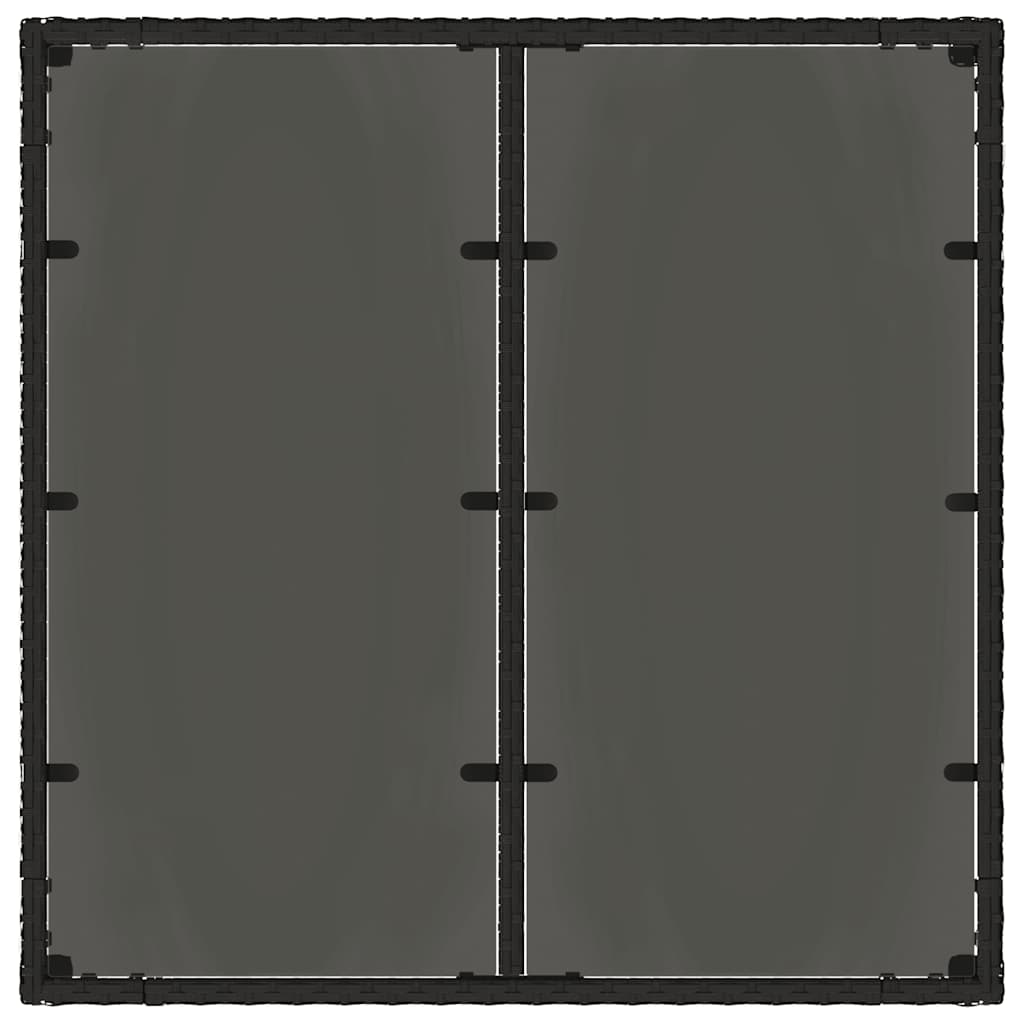 Gartentisch mit Glasplatte Schwarz 90x90x75 cm Poly Rattan