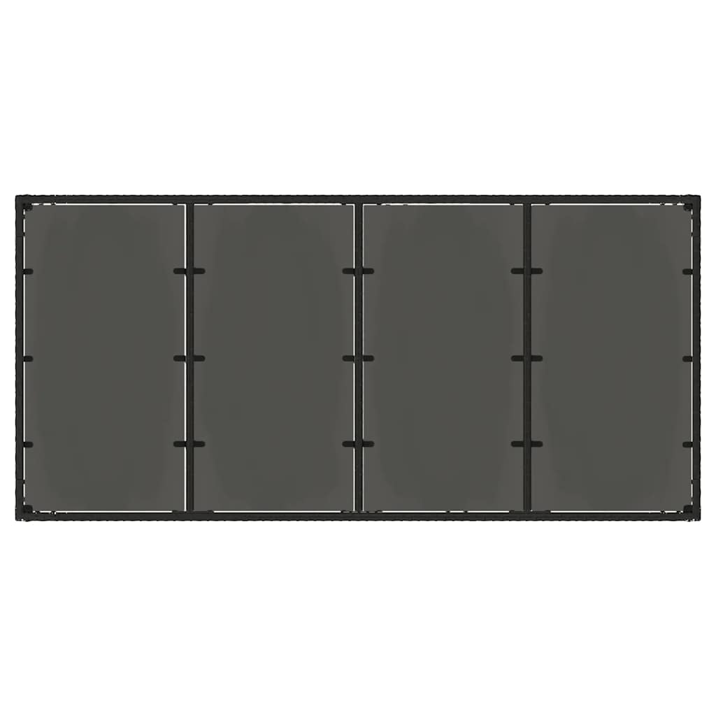 Gartentisch mit Glasplatte Schwarz 190x90x75 cm Poly Rattan